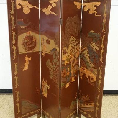 1286	ASIAN 4 PART FOLDING 2 SIDED SCREEN, APPROXIMATELY 16 IN X 72 IN EACH PANEL
