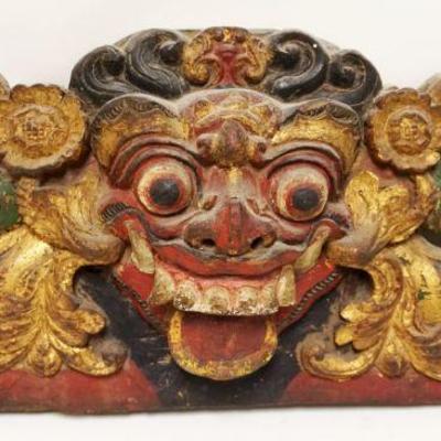 1081	CARVED ASIAN WOOD PAINT DECORATED DRAGON	CARVED ASIAN WOOD PAINT DECORATED DRAGON, APPROXIMATELY 9 IN X 22 IN
