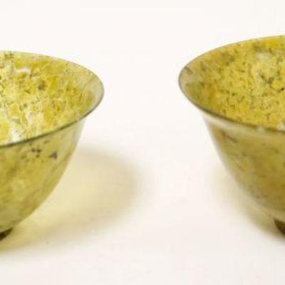 1250	2 JADE BOWLS, APPROXIMATELY 4 IN X 2 IN HIGH
