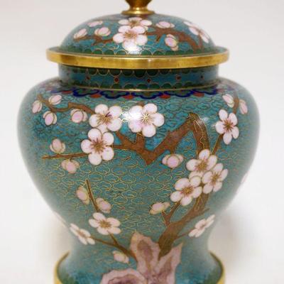 1102	CLOISONNE COVERED URN	CLOISONNE COVERED URN, APPROXIMATELY 8 IN HIGH
