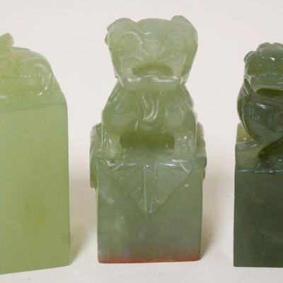 1240	3 CARVED JADE STAMPS, APPROXIMATELY 3 IN
