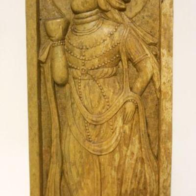 1039	LARGE CARVED STONE OF ASIAN WOMAN	LARGE CARVED STONE OF ASIAN WOMAN, APPROXIMATELY 1 IN X 6 IN X 16 1/4 IN HIGH

