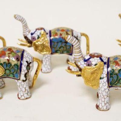 1256	LOT OF 5 CLOISONNE ELEPHANTS, APPROXIMATELY 3 IN HIGH
