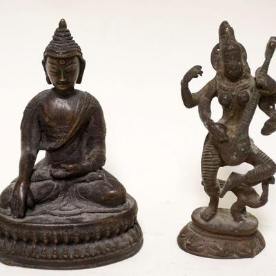 1123	LOT OF 2 BRONZE DEITIES	LOT OF 2 BRONZE DEITIES, LARGEST APPROXIMATELY 6 IN
