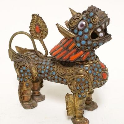 1136	METAL & ENAMELED FOO DOG	METAL & ENAMELED FOO DOG, APPROXIMATELY 4 1/2 IN HIGH
