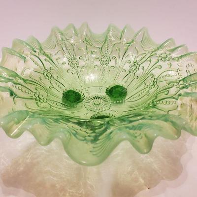 Footed Ruffled Glass Candy Dish