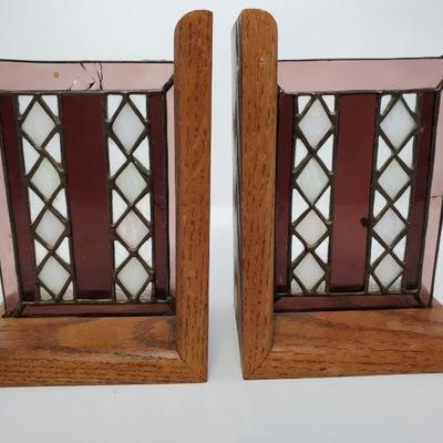 Stained Glass - Wood Bookends