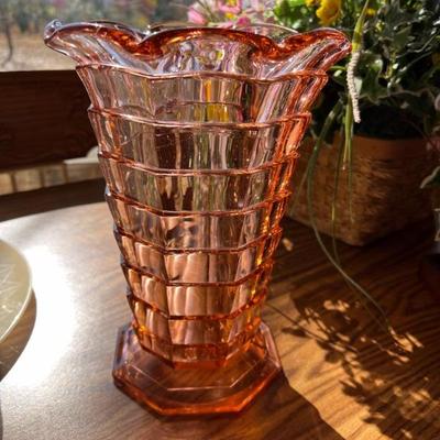 1926-1931 Tea room Pink depression glass vase $175