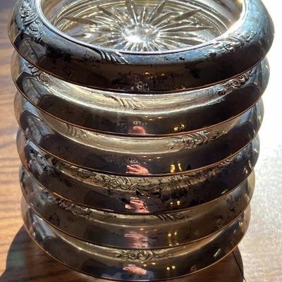 6pc Frank M. Whiting & Co. Sterling glass coasters $36