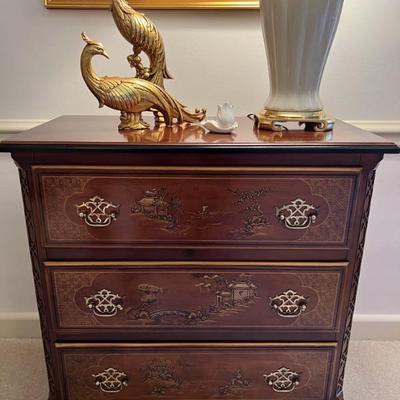 Asian gold overlay 3 drawer chest $480