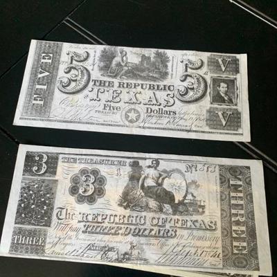 1862 Civil War Currency $5 & $3 Bill Confederate*REPRODUCTION*