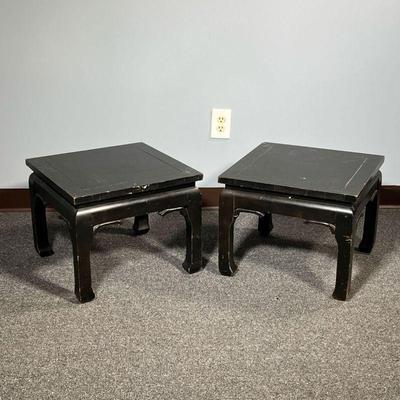 (2PC) PAIR CHINESE STYLE LOW TABLES | Black painted
Dimensions: l. 18 x w. 18 x h. 15 in 