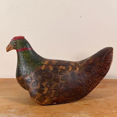 CARVED POLYCHROME CHICKEN | Fun!
Dimensions: h. 9-1/2 x 15-1/2 - 7-1/2 in 