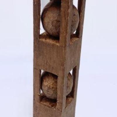 Antique wooden balls in cage 9 1/2â€