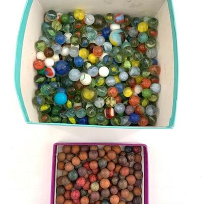 Vtg. glass and clay marbles