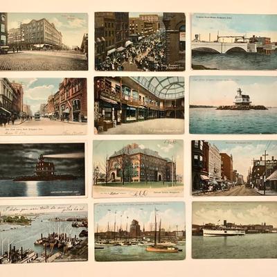 Part selection of a collection of 800 antique  Bridgeport postcards, parks, shoreline, downtown, etcâ€¦