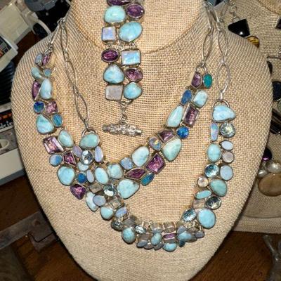 Sterling with natural stones