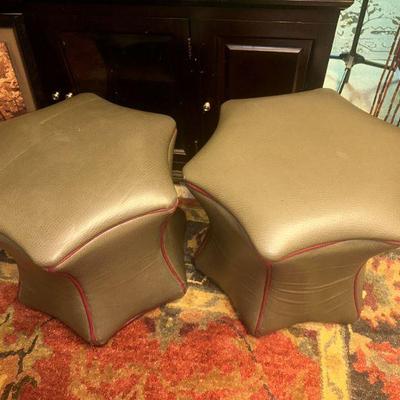 Leather hassocks on wheels