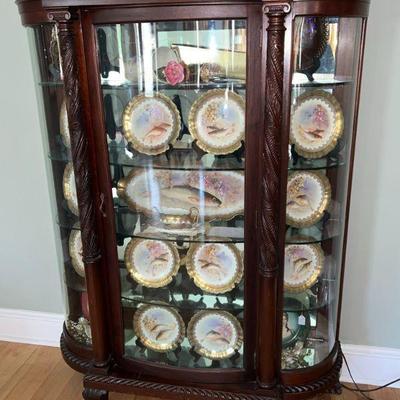 RESTORED Carved Mahogany China Cabinet