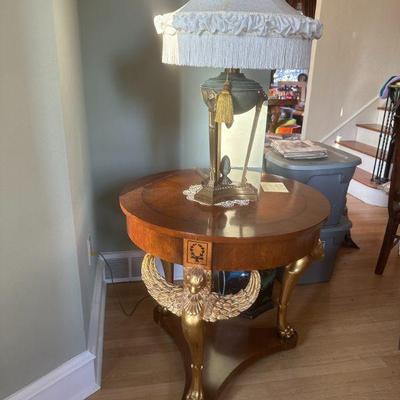 William Switzer table and bronze lamp