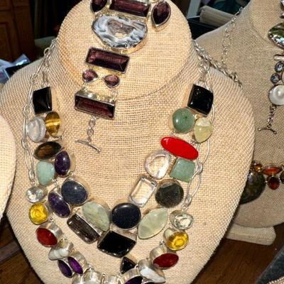 Sterling, natural stones