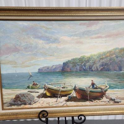 Signed Boats on Shore print