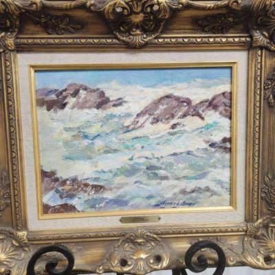 Signed oil on canvas, Seascape, artist Reynold Brown 12X9