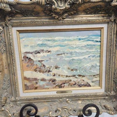 Signed oil on canvas, Seascape by Reynold Brown 12 x9