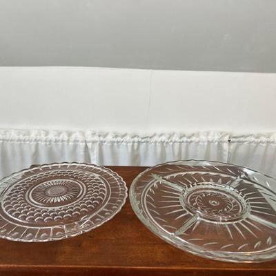 Two Large Heavy Vtg. Glass Platters $10