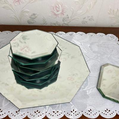 Set of Mirrored Coasters & Tray $15