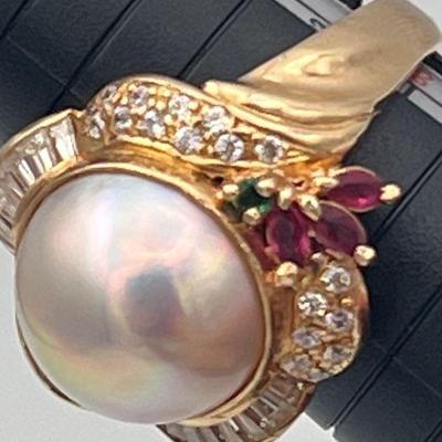 SJP899-14k Gold Mabe Pearl Ring