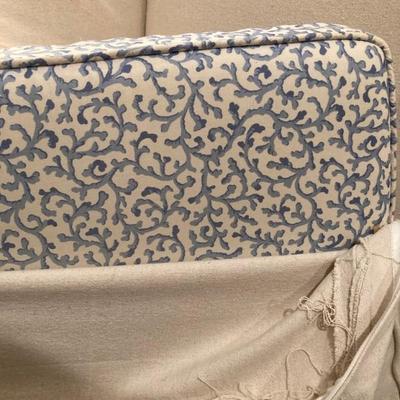 Chair (detail showing blue & white upholstery)