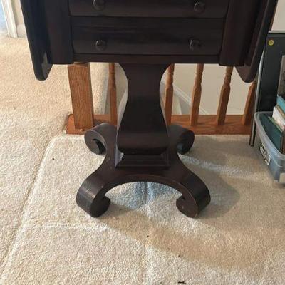 Solid wood night stand with fold up sides to make a table