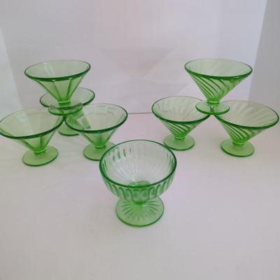 Green Depression glass Sherbet Cups