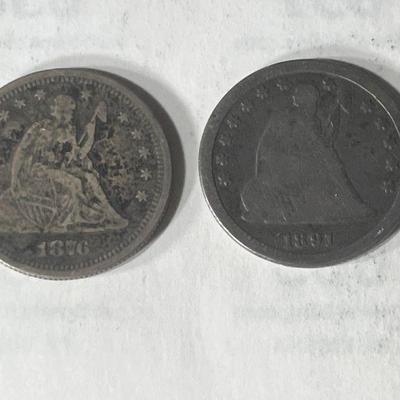 1876&1891 Seated Liberty Quarter dollars