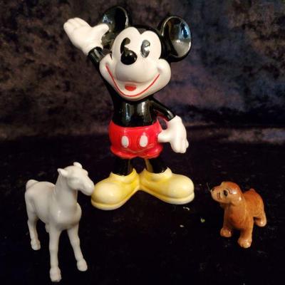 Porcelain Mickey Mouse, Dog, and Horse