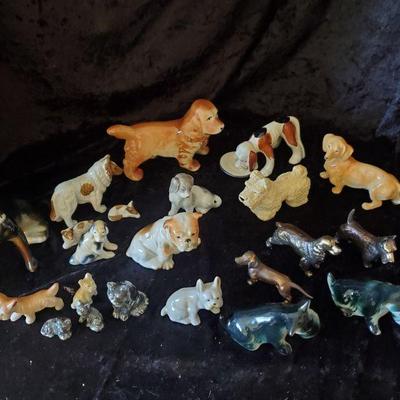 Porcelain and Brass Dog Figurines