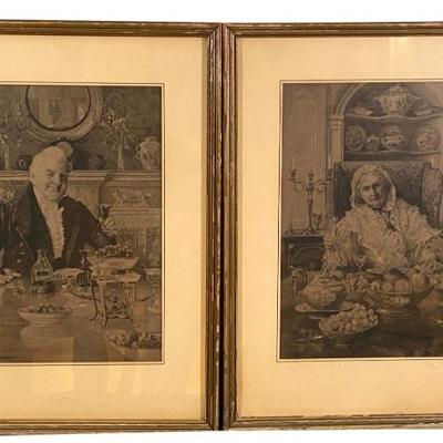 Lot ArtM19 - Two Antique Portraits Reprints From Walter Dendy Sadler Etchings - Chippy Frames
