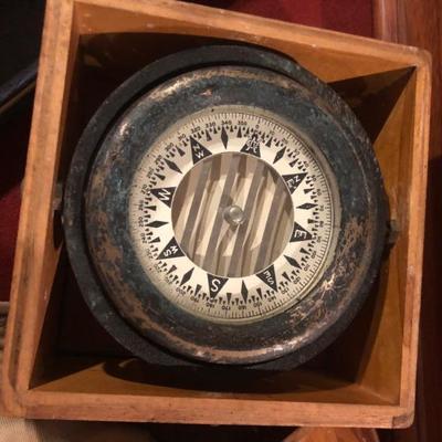 Antique 1940â€™s Wilcox maritime compass