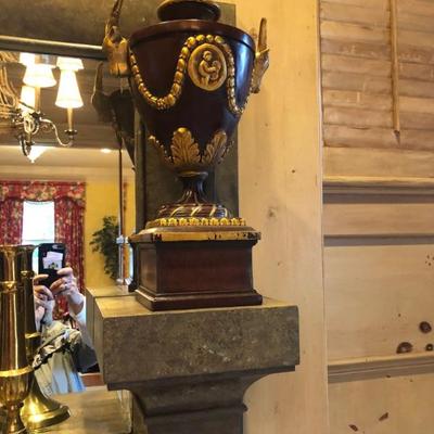 Large urn piece with stags on either side
