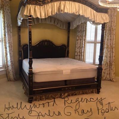 Hollywood Regency Style Julia Gray King Sized Poster Bed