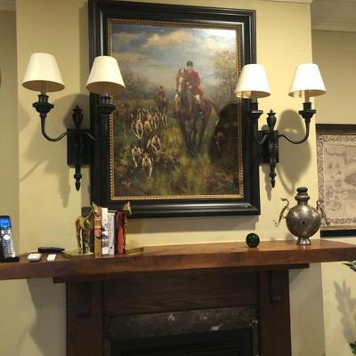 Spectacular Hunt Scene oil one of many beautiful oils throughout this home