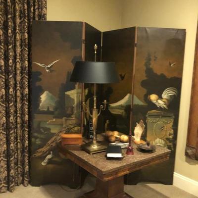 Possibly Maitland-Smith Very large 4 panel room screen, quality 