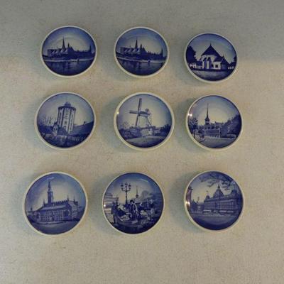 Royal Copenhagen Faience Set of 9 Miniature Plates