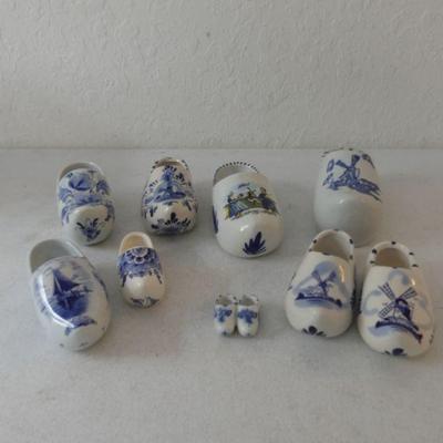 Delftware Porcelain Clogs - 10 in All