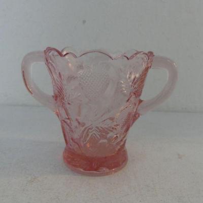 Vintage Fenton Strawberry Pattern Pink Double Handled Vase