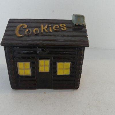 Vintage Fred Roberts Co. Log Cabin Cookie Jar