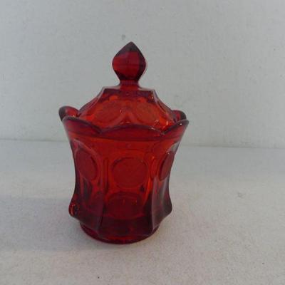 Vintage Fostoria Coin Ruby Covered Candy Dish