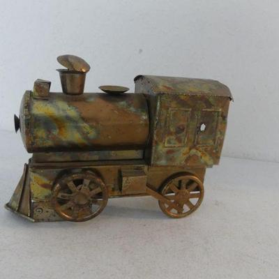 Vintage Hammered Copper Train Engine Music Box - Plays 
