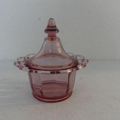 Vintage Imperial Glass Lace Edge Pink/Rose Covered Candy Dish
